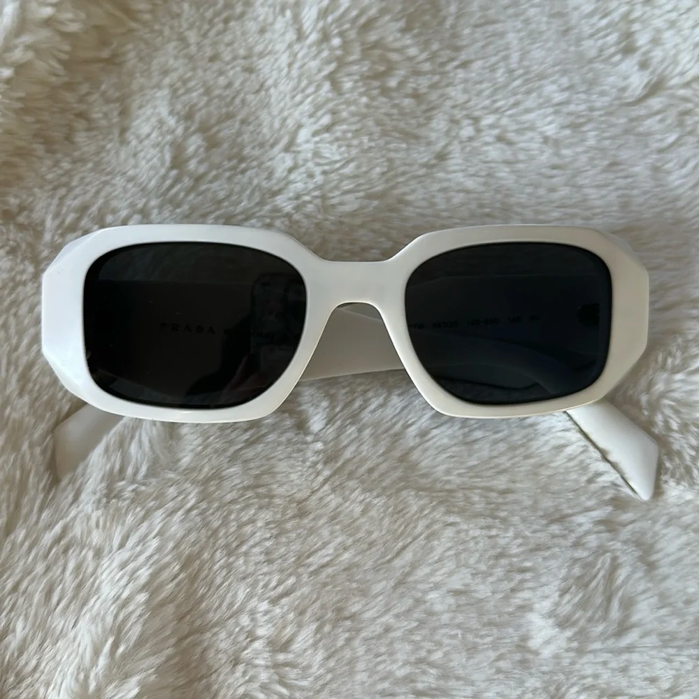 Prada White Frame Sunglasses with Dark Lenses